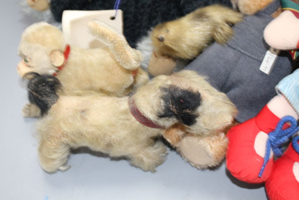 Noddy and Knoll bears, Merrythought Vintage Siamese cat, a Steiff monkey and Carobard character Policeman Nodding and others (10)